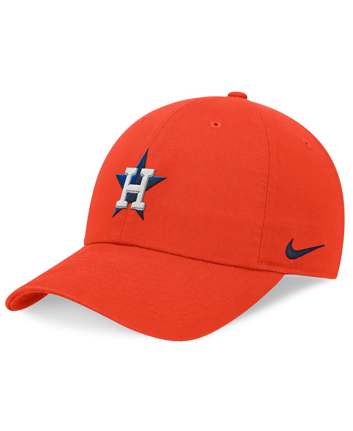 Shop Nike Men's Navy Houston Astros Evergreen Club Adjustable Hat In Orange