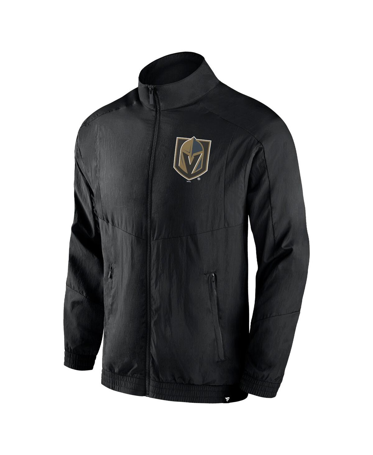 Fanatics Branded Black Vegas Golden Knights Step Up Crinkle Raglan Full-zip Windbreaker Jacket In Black