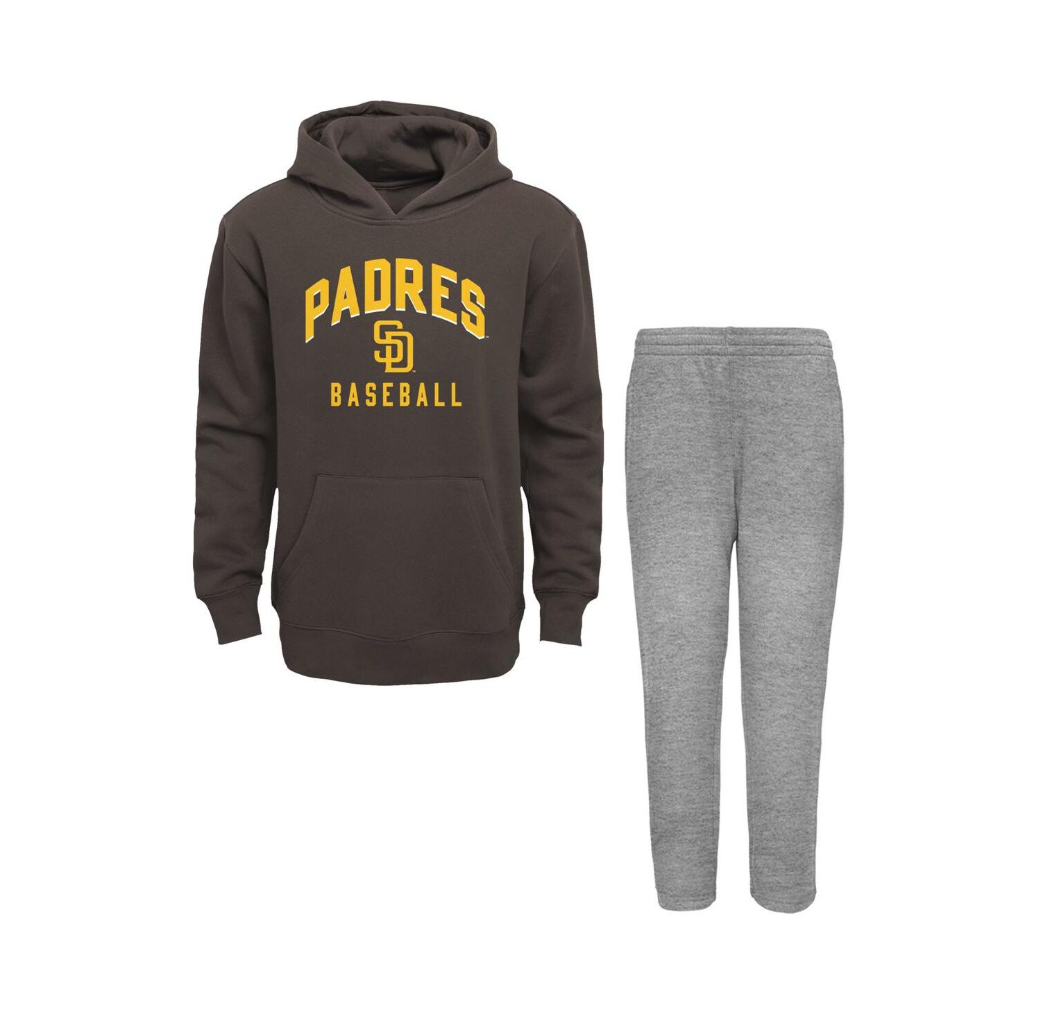 Baby Boys and Girls Brown, Heather Gray San Diego Padres Play by Play Pullover Hoodie and Pants Set