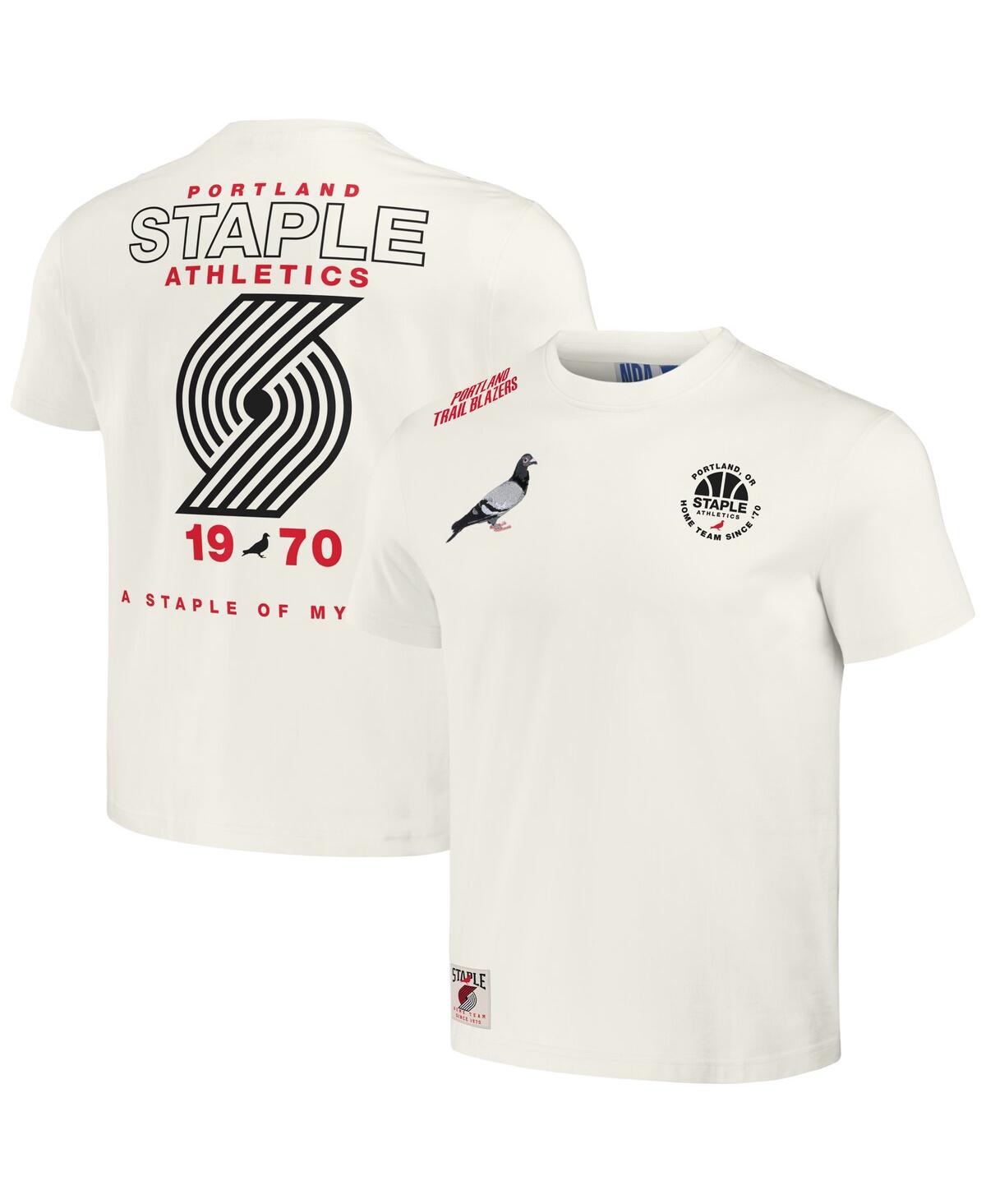 Staple Men's Nba X  Cream Distressed Portland Trail Blazers Home Team T-shirt