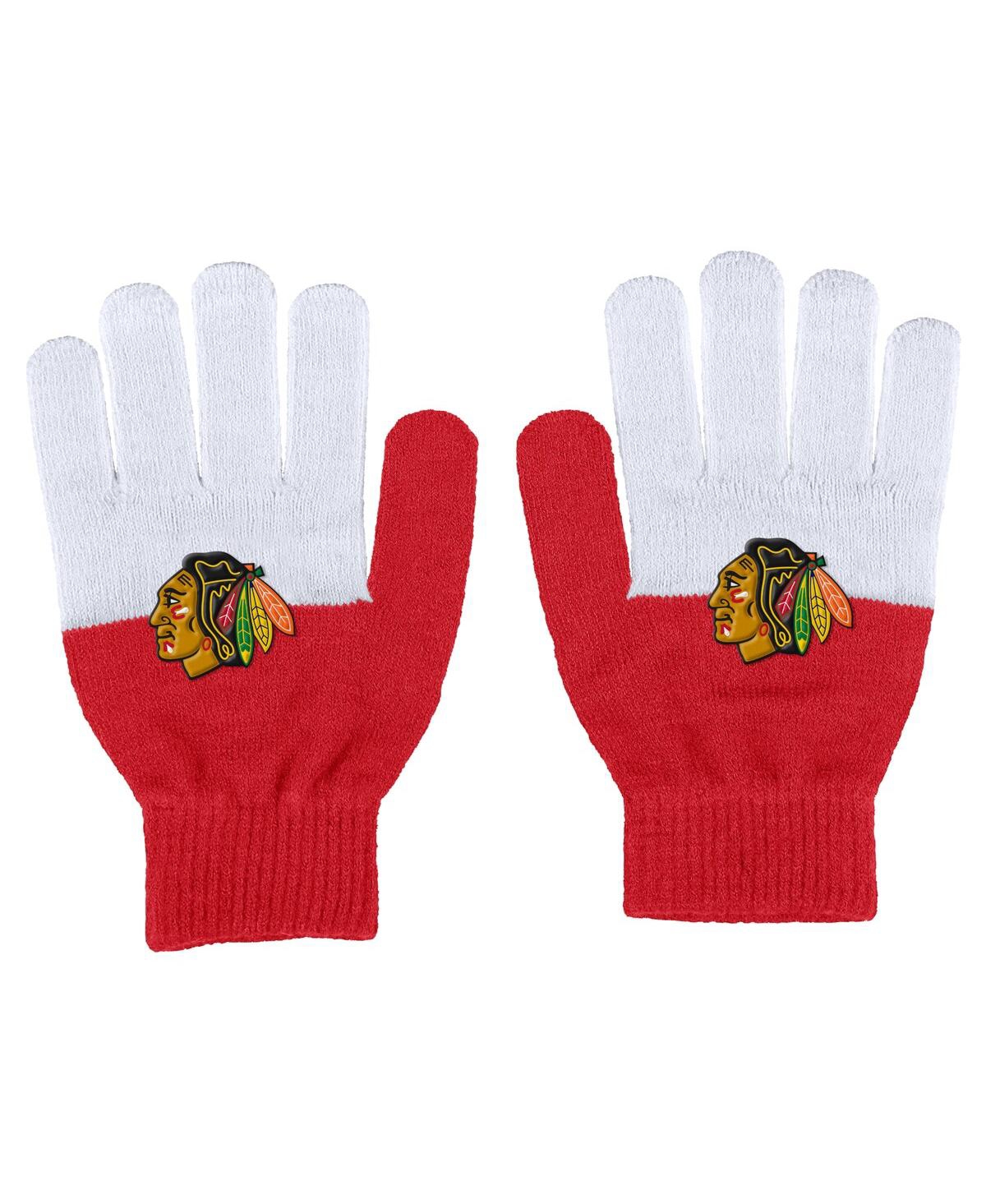 Shop Wear By Erin Andrews Women's  Chicago Blackhawks Color-block Gloves In Red,white