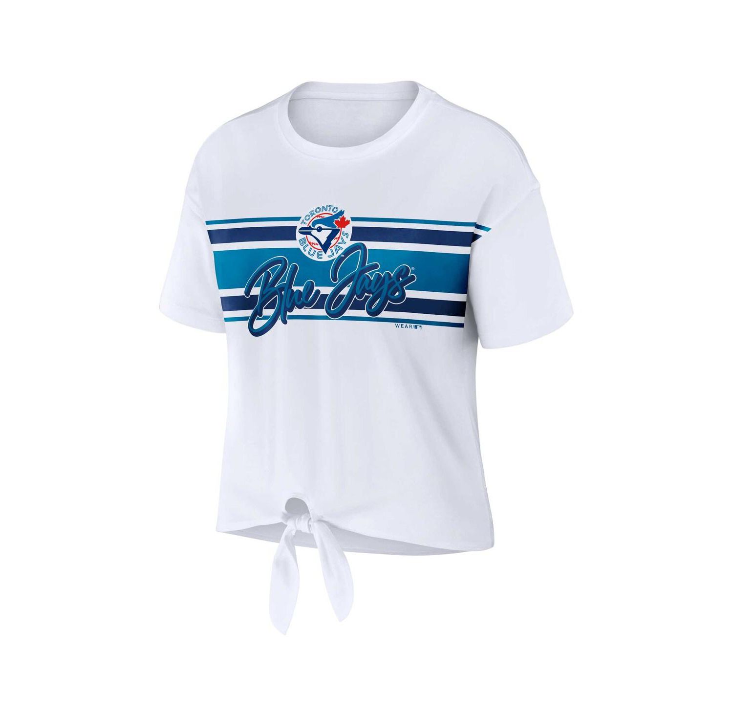 Women's White Toronto Blue Jays Front Tie T-shirt