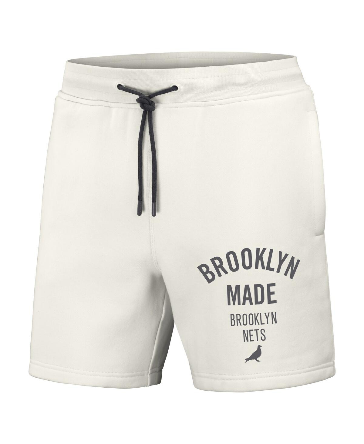 Shop Staple Men's Nba X  Cream Brooklyn Nets Heavyweight Fleece Shorts