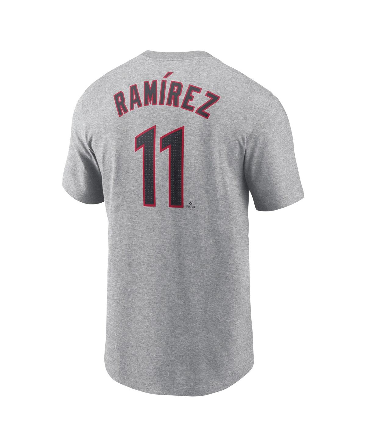 Shop Nike Men's  Jose Ramirez Gray Cleveland Guardians Fuse Name And Number T-shirt