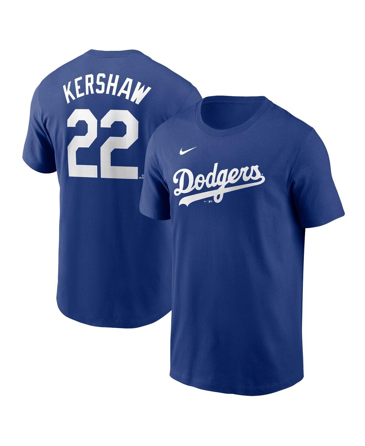 Shop Nike Men's  Clayton Kershaw Royal Los Angeles Dodgers Fuse Name And Number T-shirt