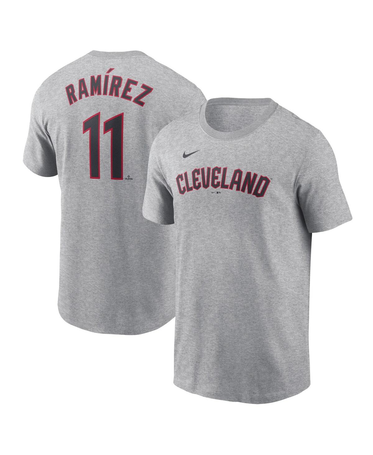 Nike Men's  Jose Ramirez Gray Cleveland Guardians Fuse Name And Number T-shirt
