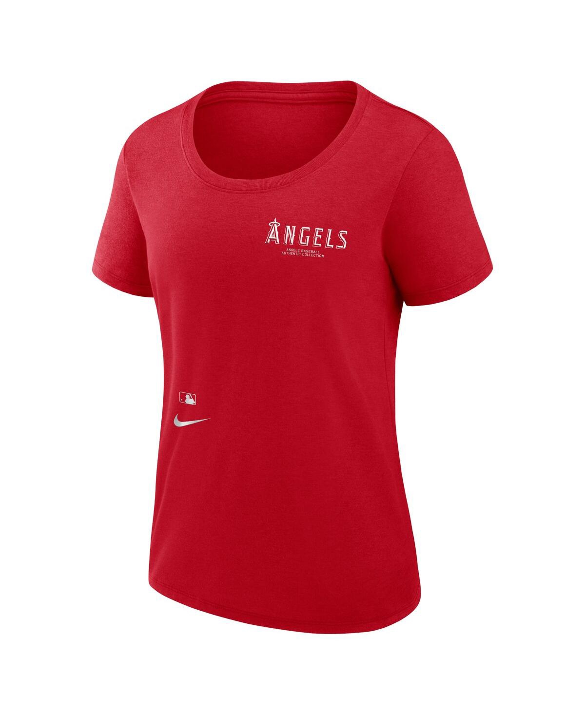 Shop Nike Women's  Red Los Angeles Angels Authentic Collection Performance Scoop Neck T-shirt