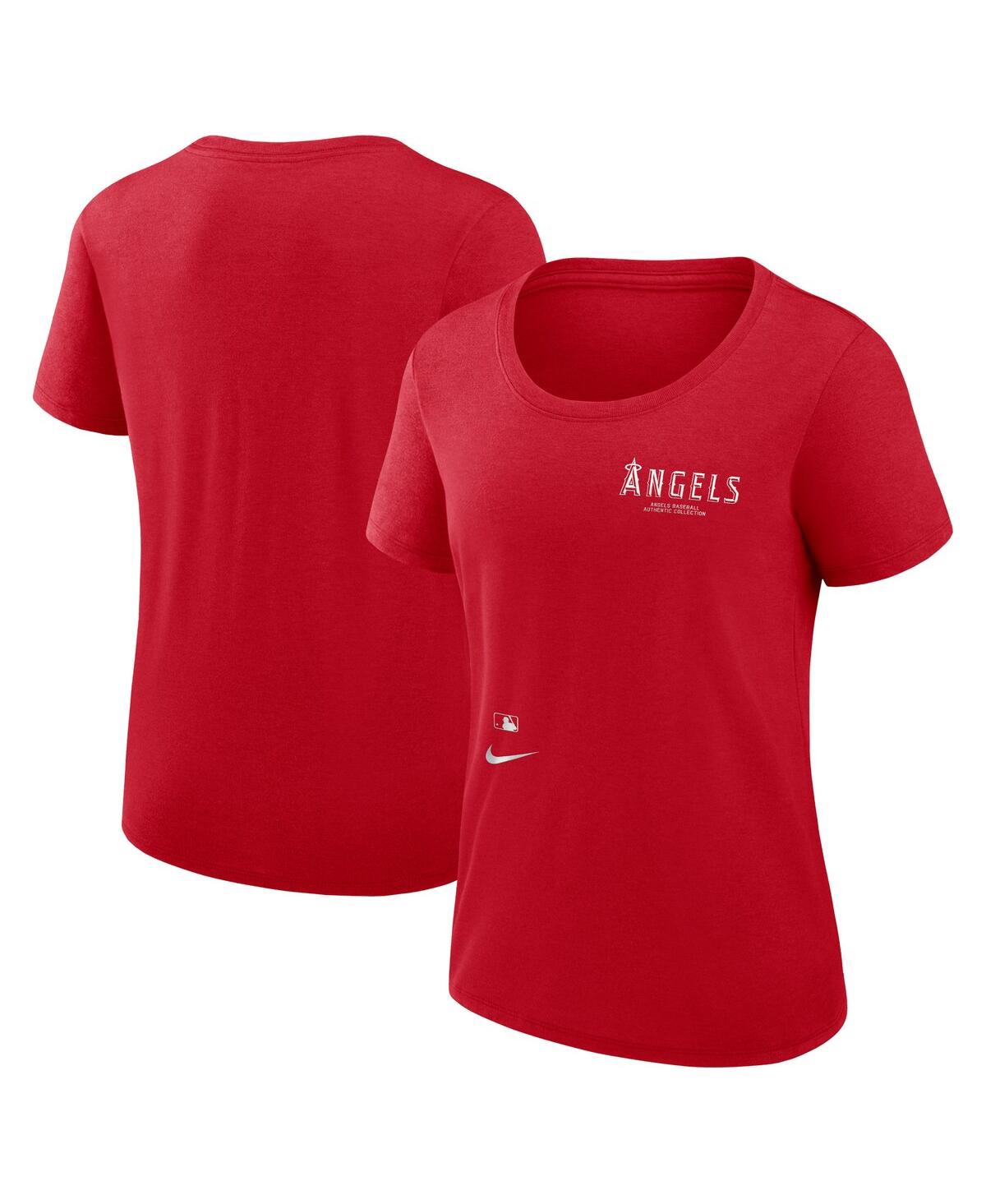 Women's Nike Red Los Angeles Angels Authentic Collection Performance Scoop Neck T-shirt - Red