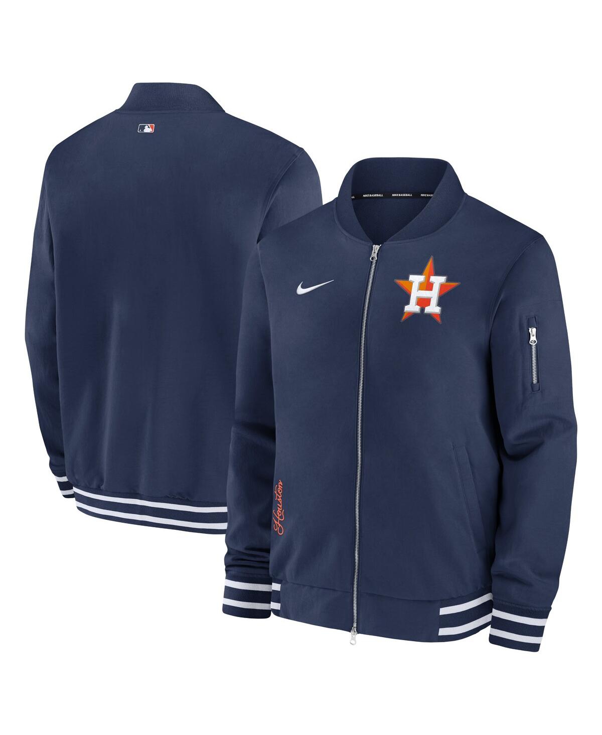 Shop Nike Men's  Navy Houston Astros Authentic Collection Full-zip Bomber Jacket