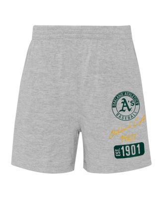 Baby Boys and Girls Gold, Heather Gray Oakland Athletics Ground Out Baller Raglan T-shirt and Shorts Set