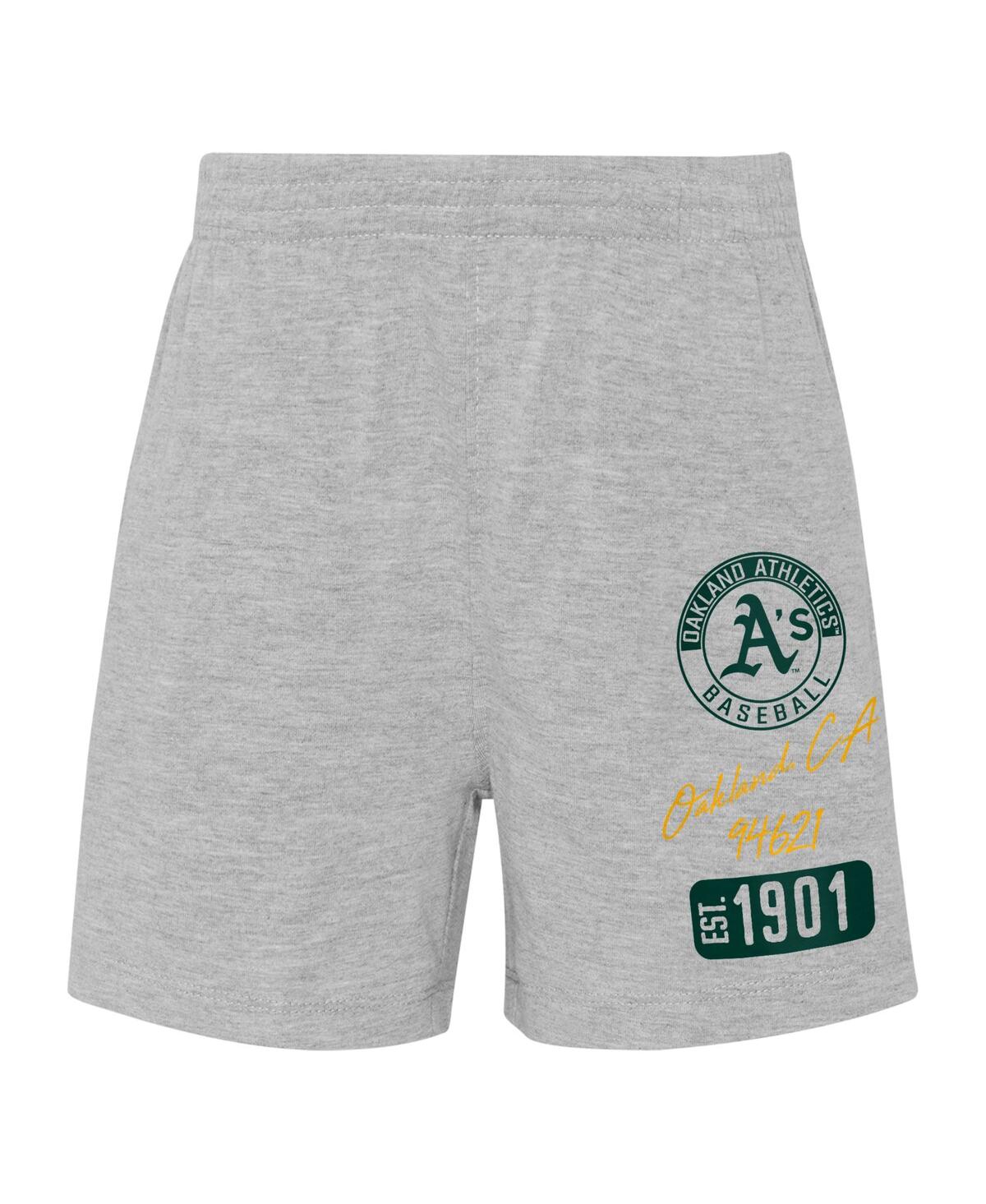 Baby Boys and Girls Heather Gray Oakland Athletics Ground Out Baller Raglan T-shirt and Shorts Set - Heather Gray