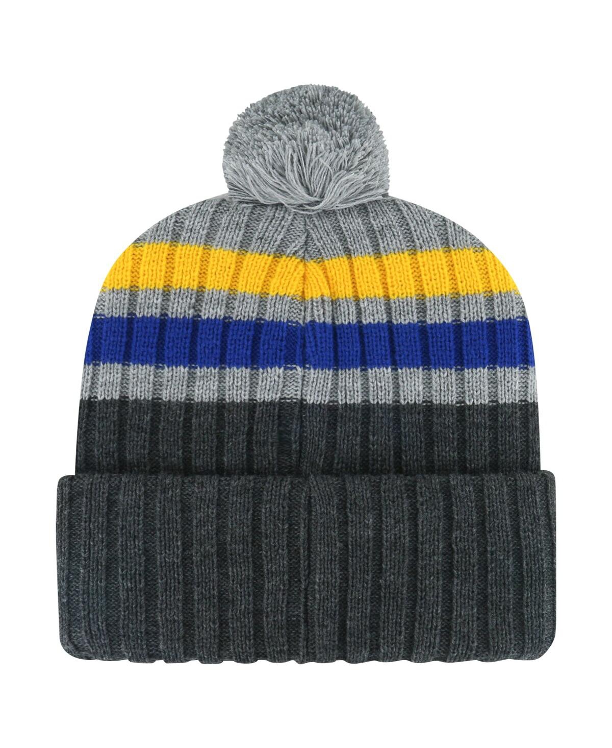47 Brand Men's ' Gray Buffalo Sabres Stack Patch Cuffed Knit Hat With Pom In Gray
