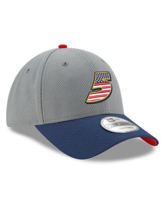 Men's Gray, Navy Kyle Larson Salute 9FORTY Adjustable Hat