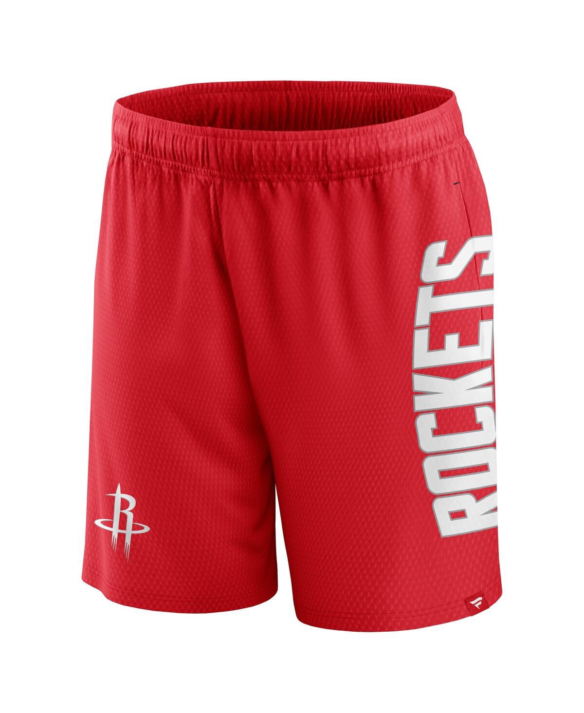 Shop Fanatics Men's  Red Houston Rockets Post Up Mesh Shorts