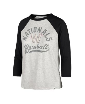Women's Gray Distressed Washington Nationals City Connect Retro Daze Ava Raglan 3/4-Sleeve T-shirt