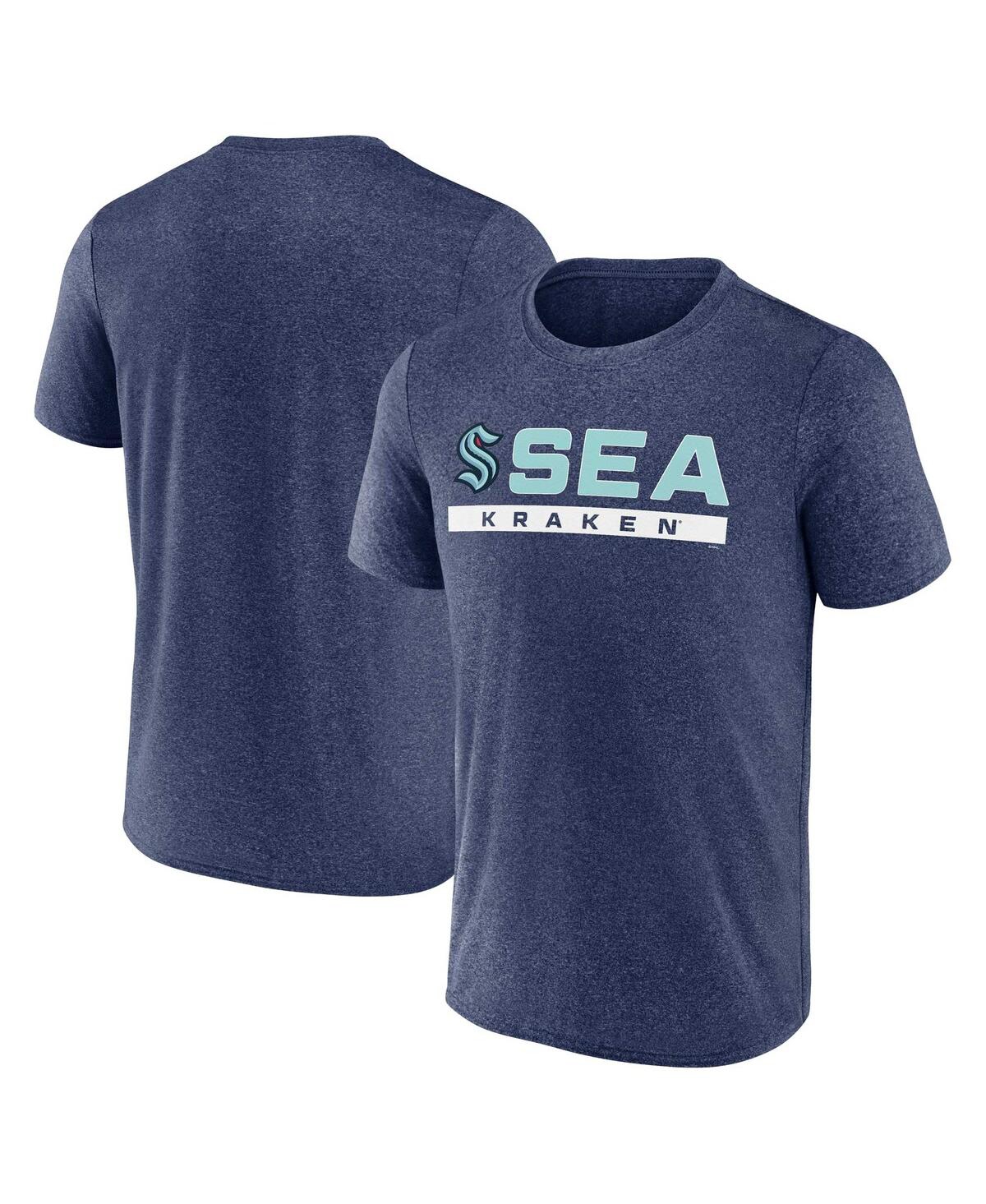 Fanatics Men's  Heather Deep Sea Blue Seattle Kraken Playmaker T-shirt