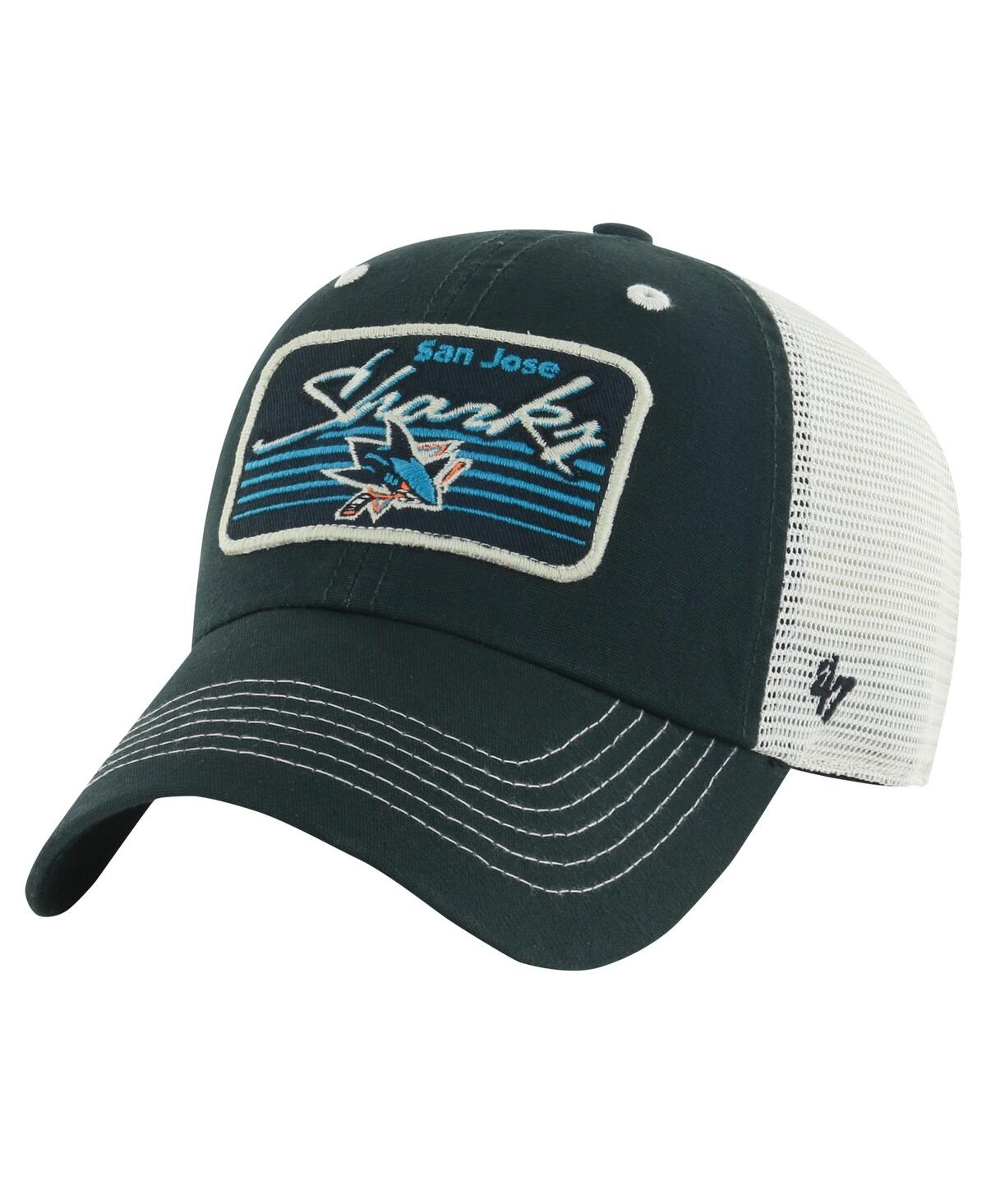 47 Brand Men's ' Black San Jose Sharks Five Point Patch Clean Up Adjustable Hat