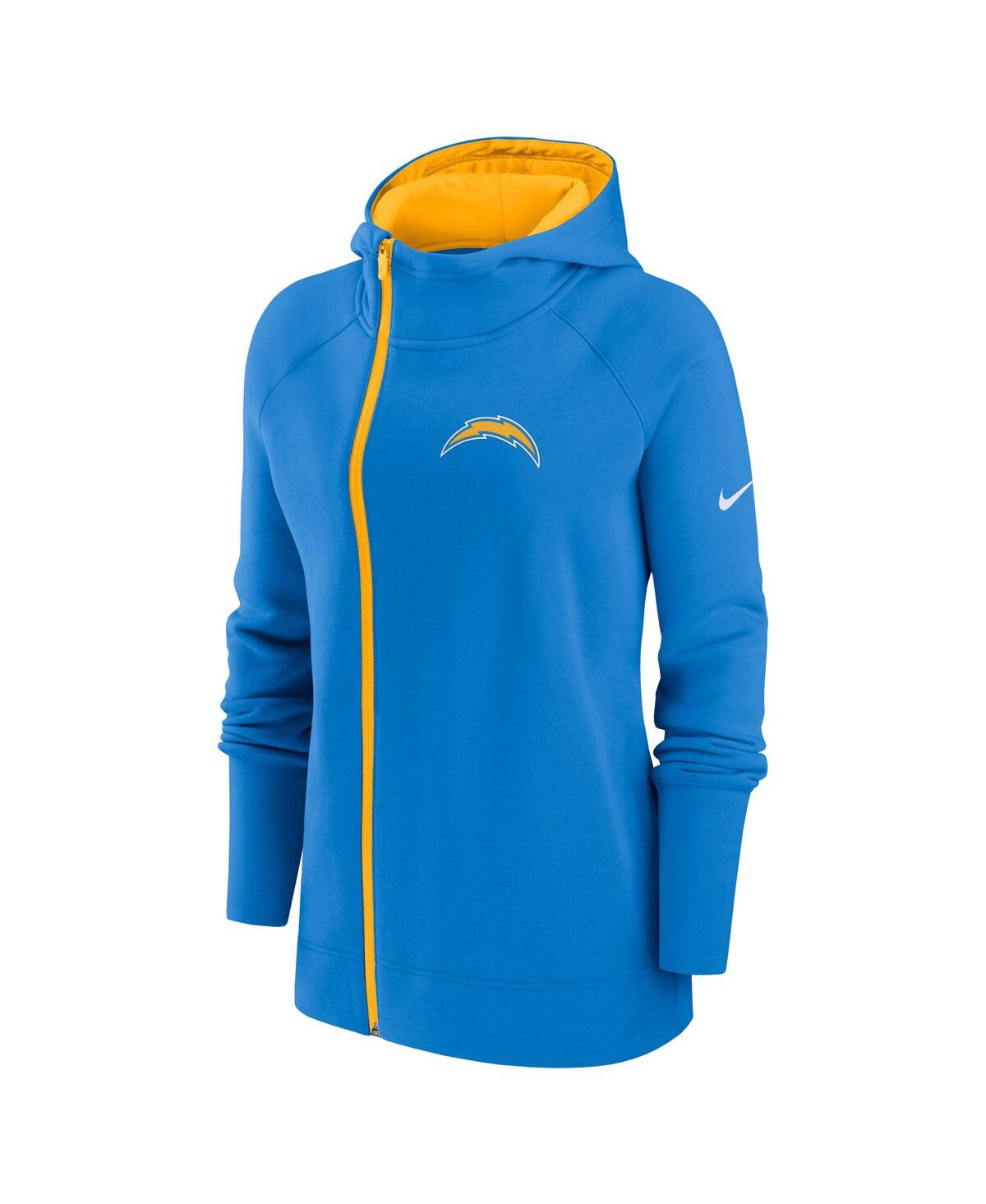 Nike Women's  Powder Blue Los Angeles Chargers Asymmetrical Raglan Full-zip Hoodie In Powder Blue