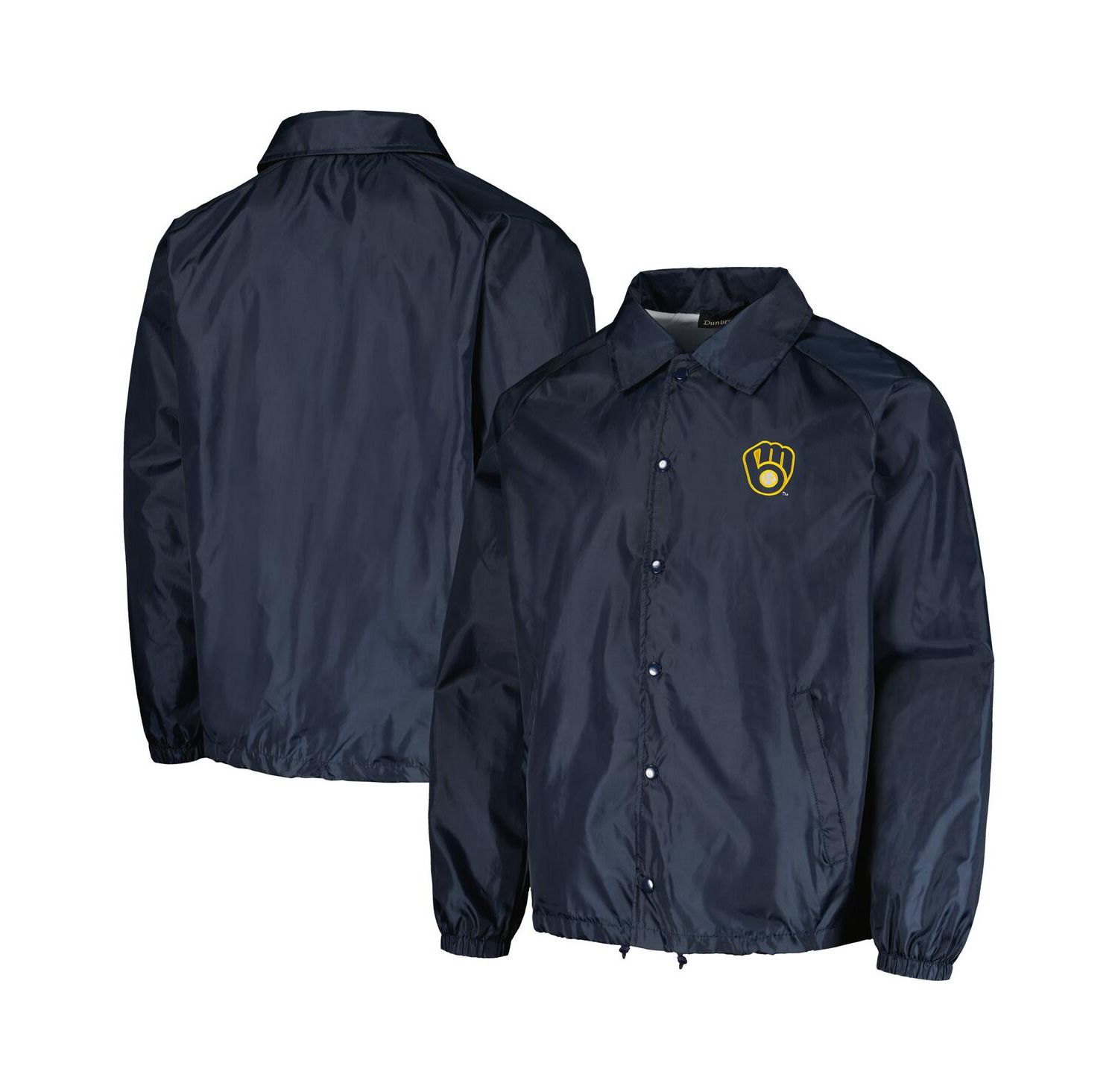 Men's Navy Milwaukee Brewers Coach's Raglan Full-Snap Windbreaker Jacket