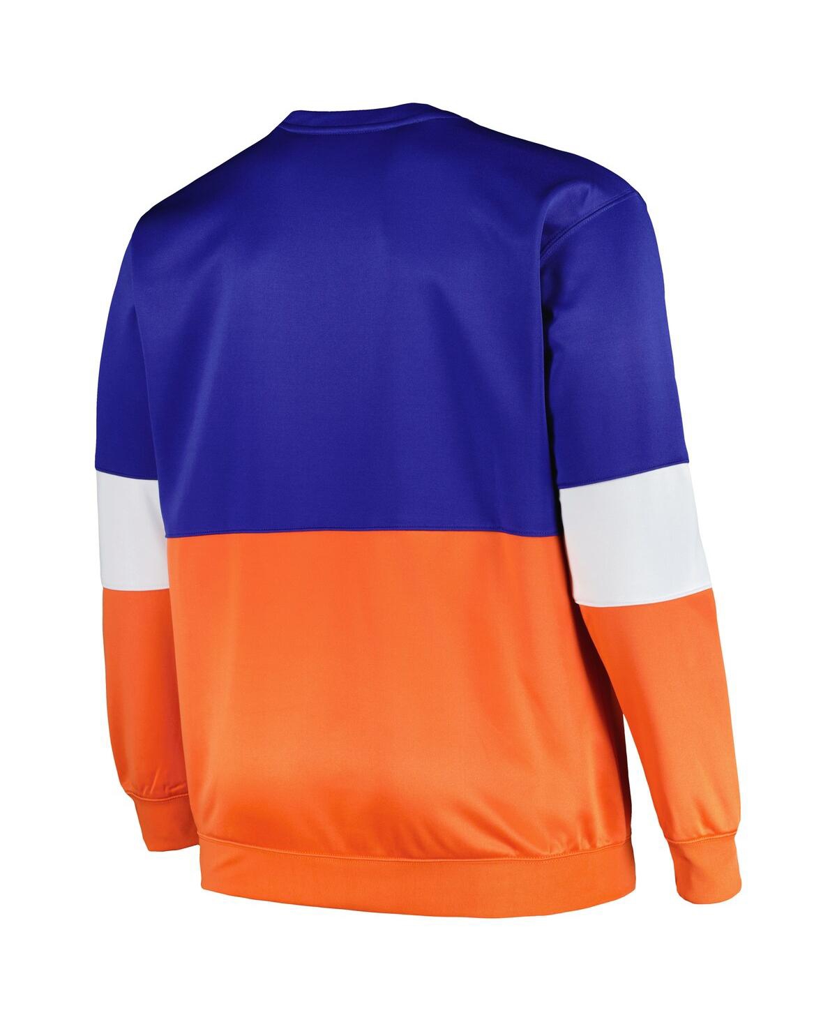 Shop Fanatics Men's  Blue, Orange New York Knicks Big And Tall Split Pullover Sweatshirt In Blue,orange