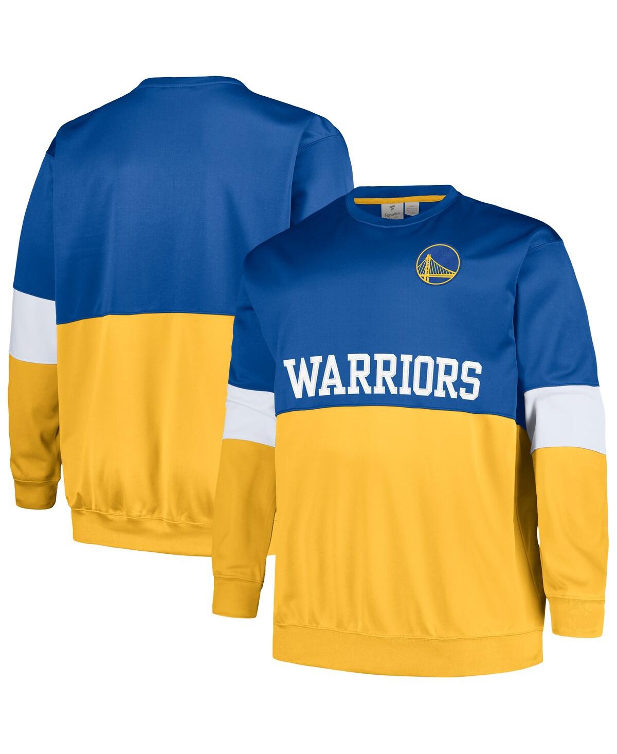 Shop Fanatics Men's  Royal, Gold Golden State Warriors Big And Tall Split Pullover Sweatshirt In Royal,gold