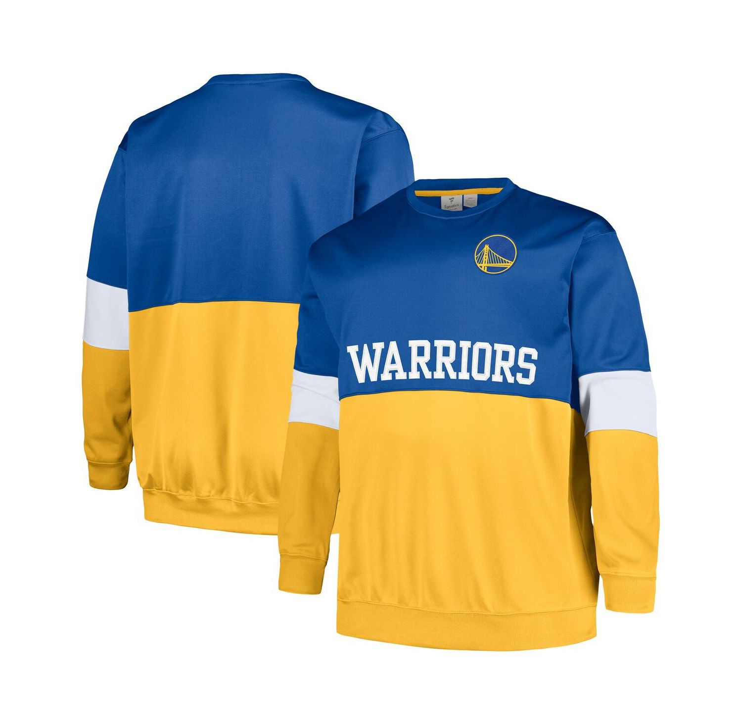 Men's Royal, Gold Golden State Warriors Big and Tall Split Pullover Sweatshirt