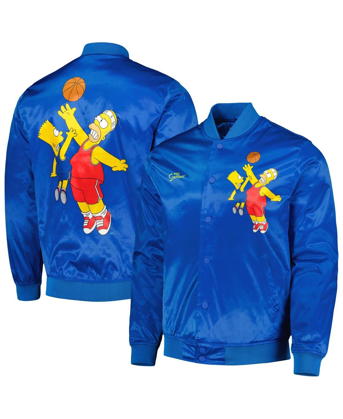 Freeze Max Men's  Blue The Simpsons Basketball Satin Full-snap Jacket