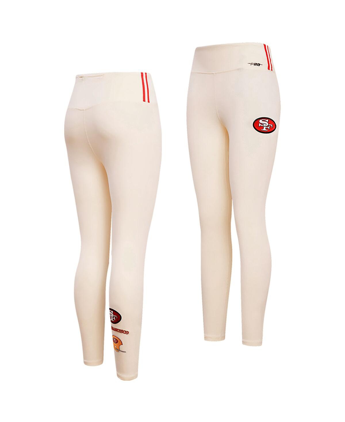 Women's Pro Standard Cream Distressed San Francisco 49ers Retro Classic Jersey Leggings - Cream