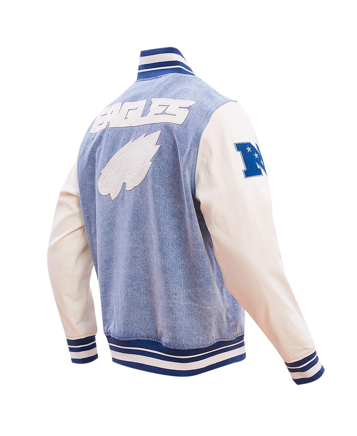 Shop Pro Standard Men's  Denim Distressed Philadelphia Eagles Varsity Blues Full-snap Varsity Jacket