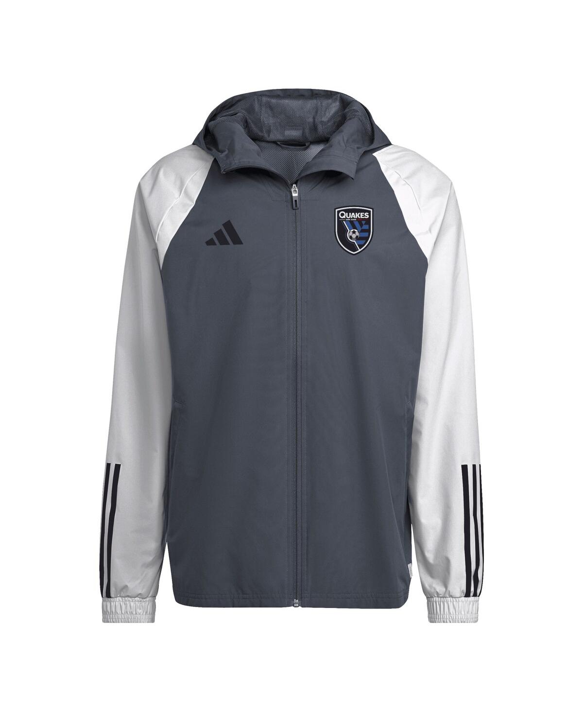 Shop Adidas Originals Men's Adidas Gray San Jose Earthquakes 2024 All-weather Raglan Full-zip Jacket