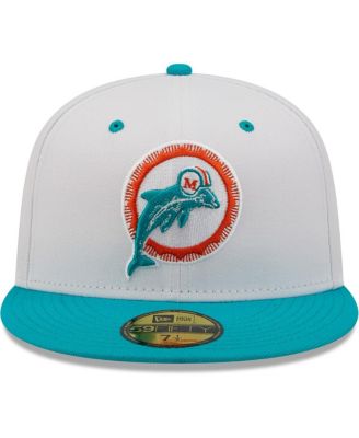 Men's White, Aqua Miami Dolphins Flipside 2Tone 59FIFTY Fitted Hat