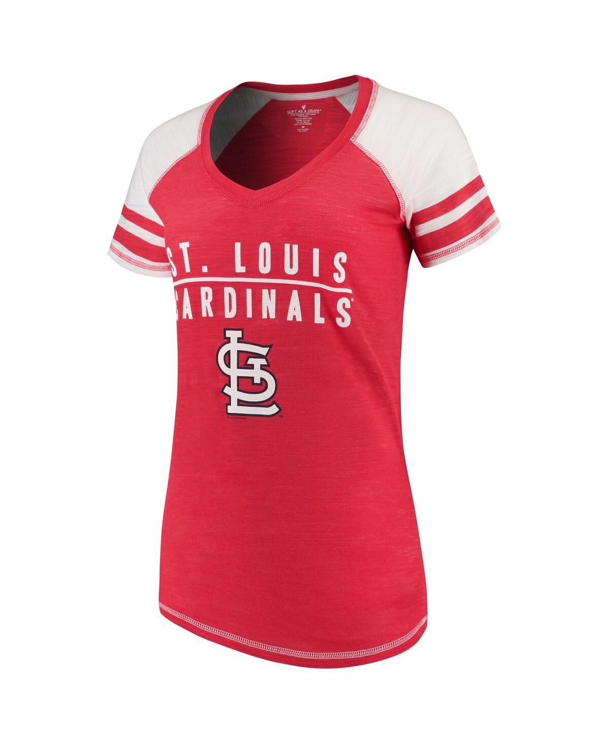 Women's Soft As A Grape Red St. Louis Cardinals Color Block V-Neck T-shirt - Red