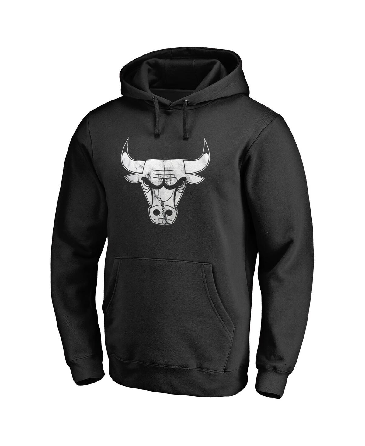 Fanatics Branded Black Chicago Bulls Marble Logo Pullover Hoodie In Black