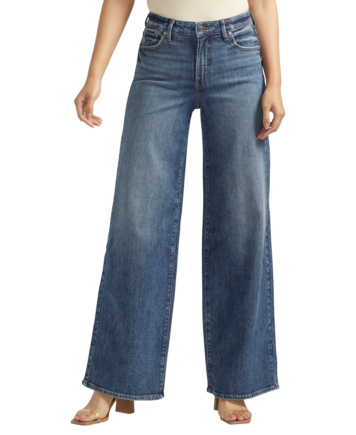 Shop Silver Jeans Co. Isbister High Rise Wide Leg Jeans In Indigo