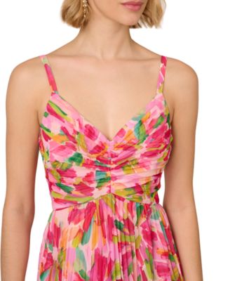 knee length dresses for ladies Sleeveless Jacquard Fit And Flare Midi Dress In Blue Multi main image 0