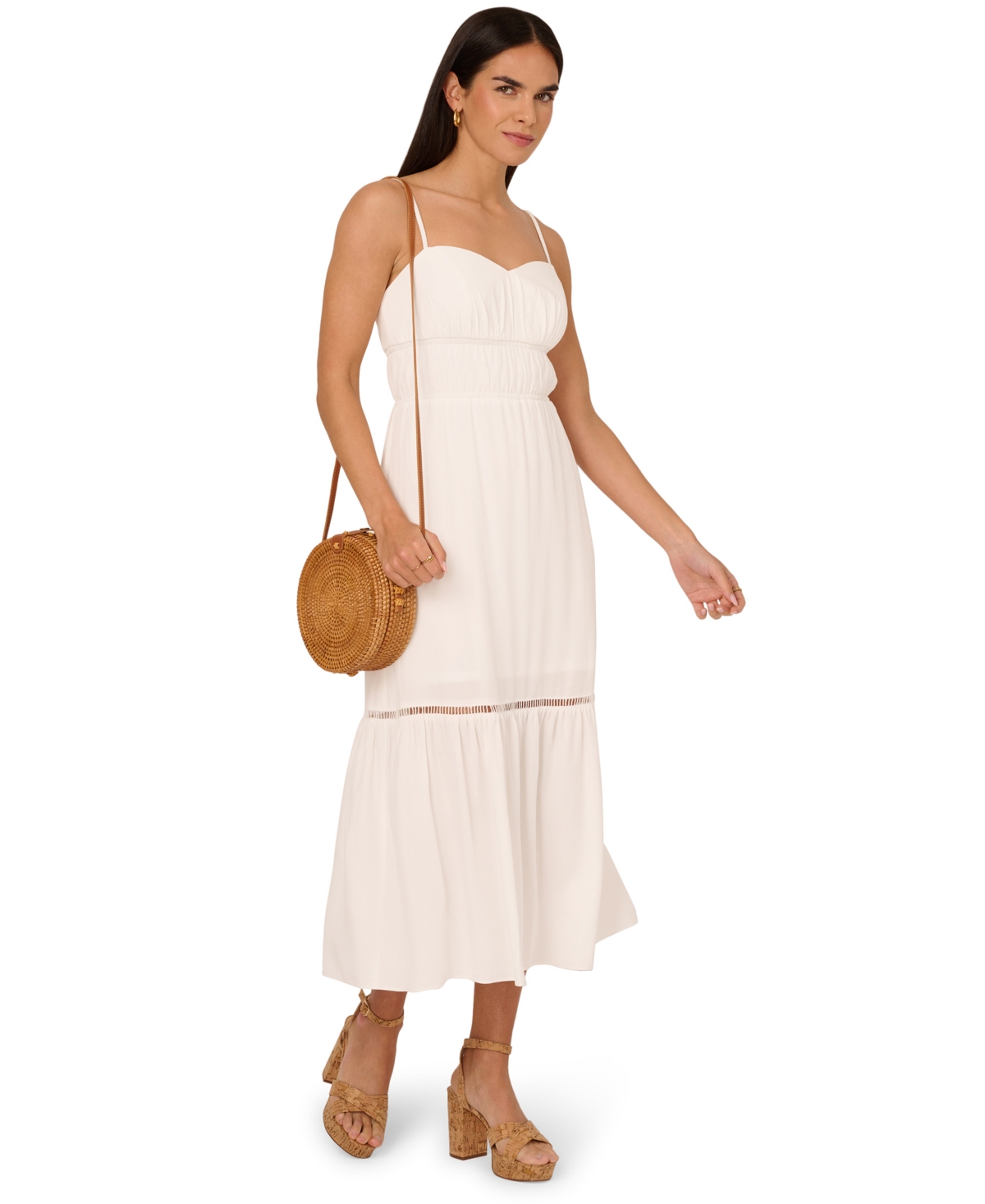 Shop Adrianna By Adrianna Papell Women's Sweetheart-neck Sleeveless Midi Dress In Ivory