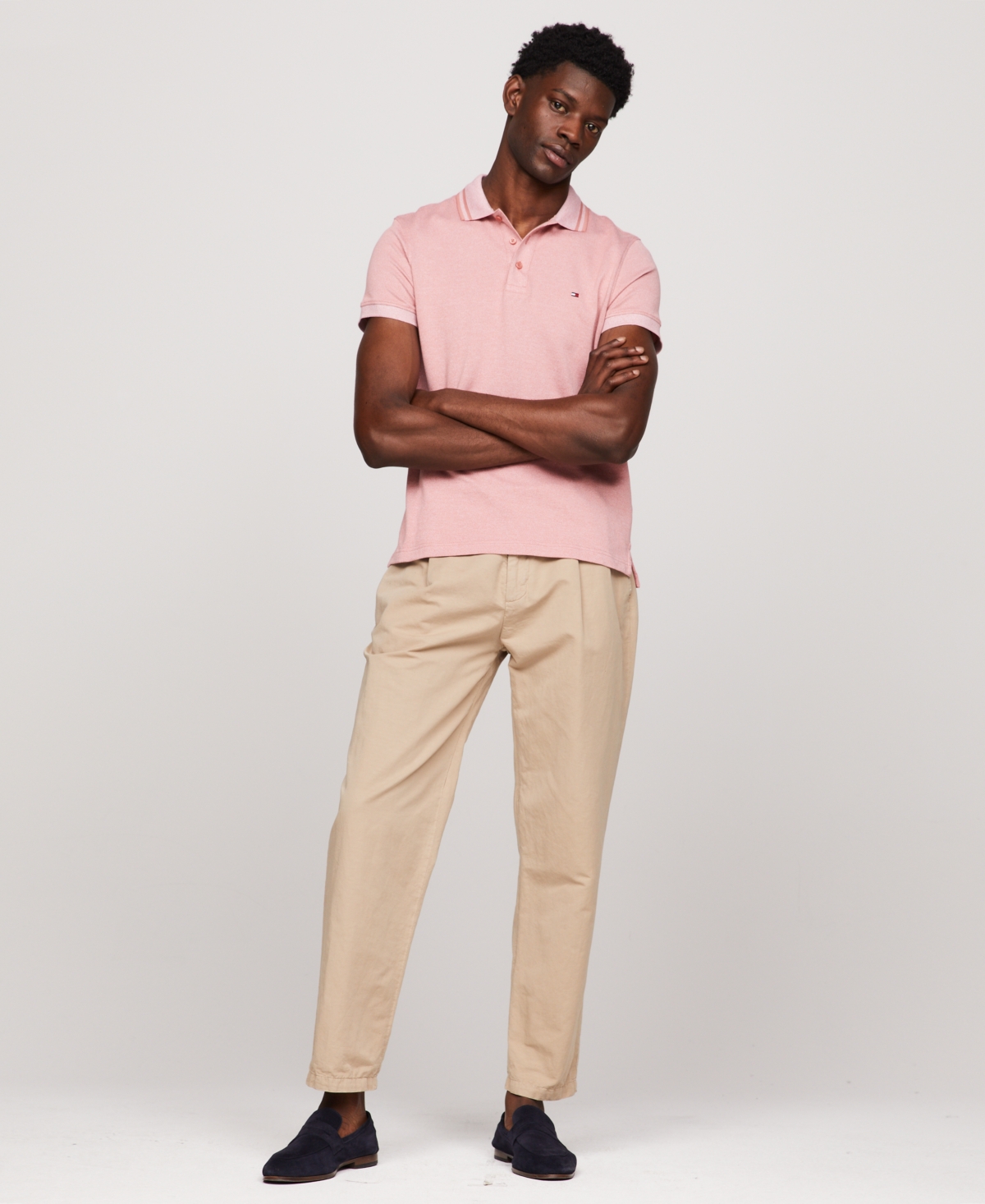 Tommy Hilfiger Men's Pretwist Mouline Slim Fit Short Sleeve Polo Shirt