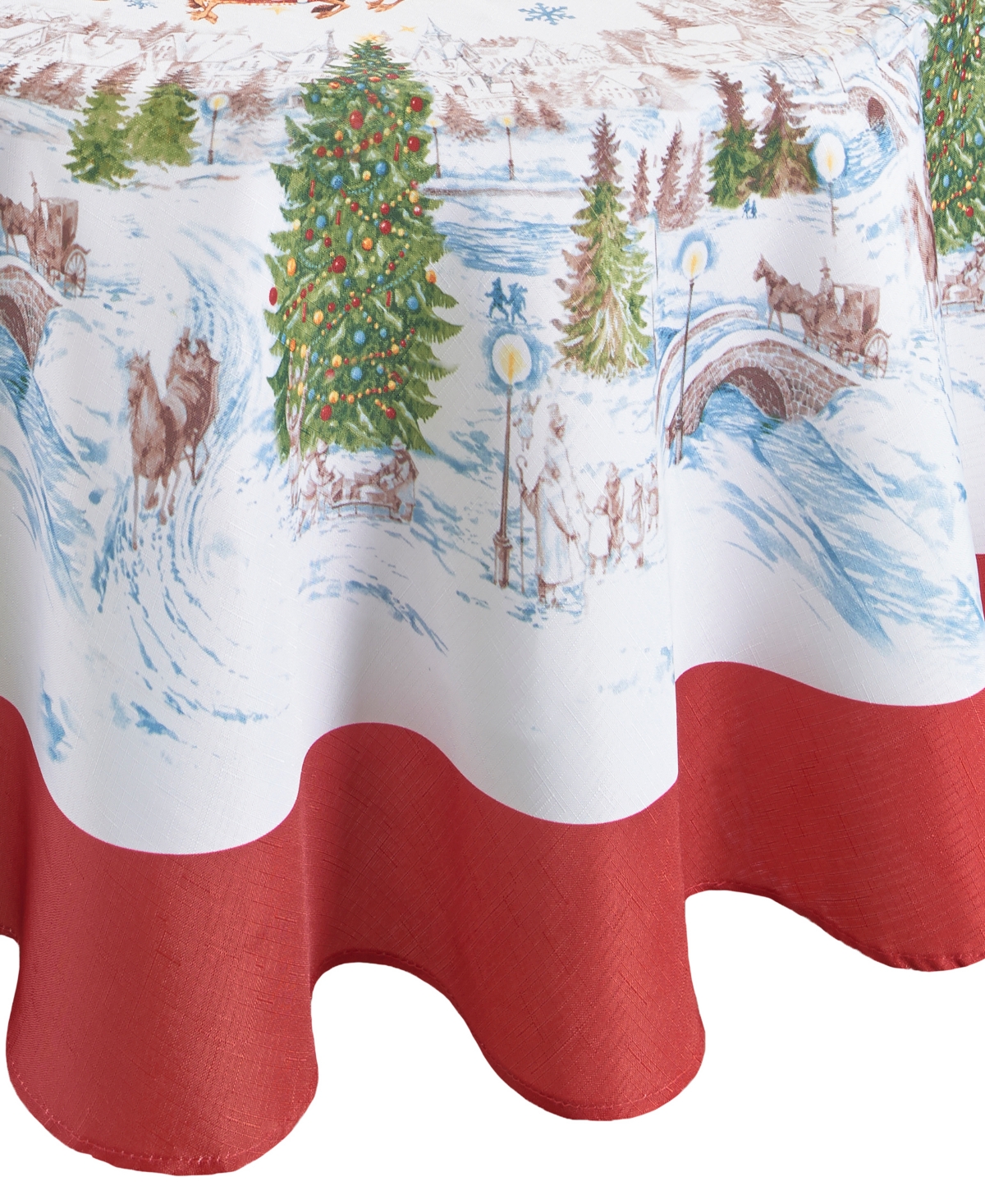 Elrene Santa's Snowy Sleighride Tablecloth