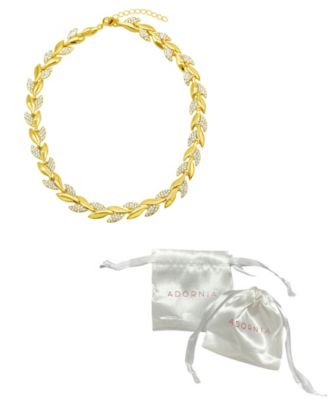 14K Gold-Plated Crystal Leaf Necklace