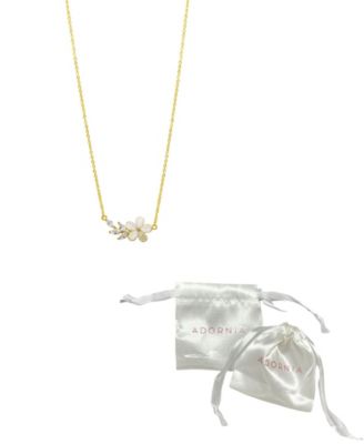 14K Gold-Plated Crystal Flower Branch Leaf Necklace