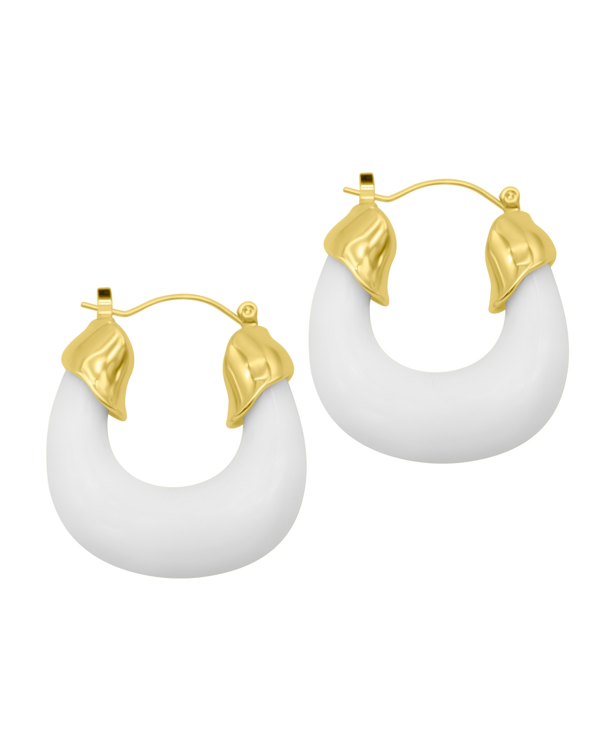 14K Gold-Plated White Lucite Boxy Hoop Earrings - Gold