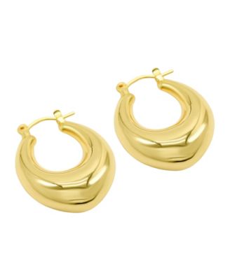 14K Gold-Plated Domed Oval Hoop Earrings