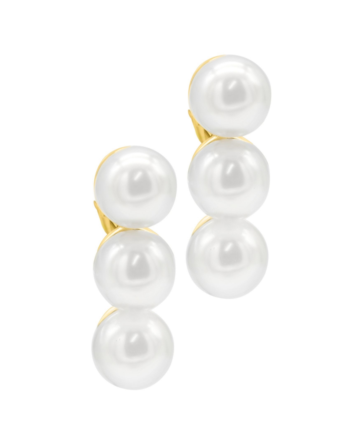 Shop Adornia 14k Gold-plated Oversized Imitation Pearl Bar Studs Earrings In White