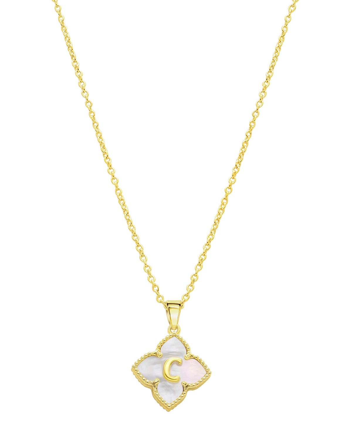 Adornia Mother Of Pearl Initial Pendant Necklace In White- C