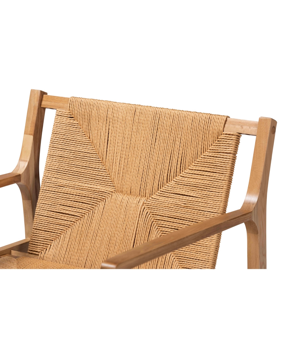 Shop Baxton Studio Delaney Mid-century Modern Oak Finished Wood And Hemp Accent Chair In Beige,oak Brown