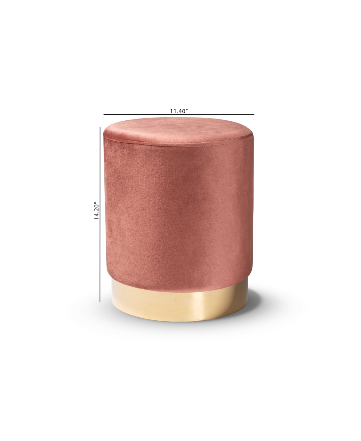 Baxton Studio Chaela Contemporary Glam And Luxe Velvet Fabric Upholstered And Finished Metal Ottoman In Blush Pink,gold