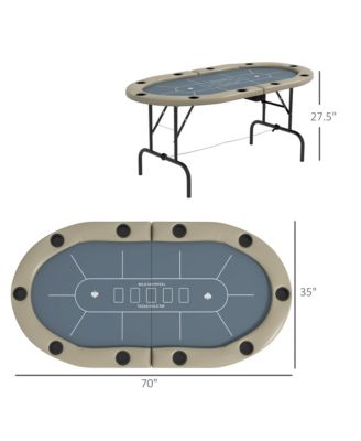 70" Foldable Poker Table, 8 Player jack Game Table,