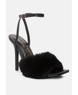 Womens Tarantino Faux Fur Stiletto Sandals