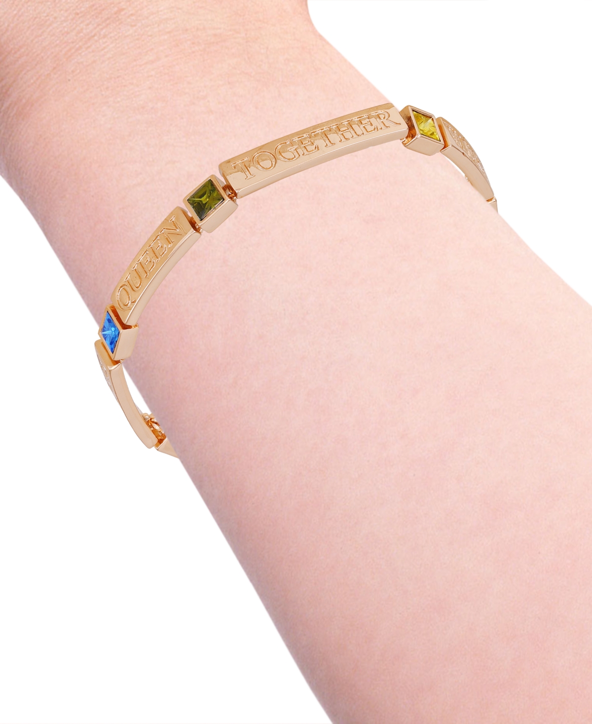 Shop Guess Gold-tone Multicolor Stone Inspirational Bracelet