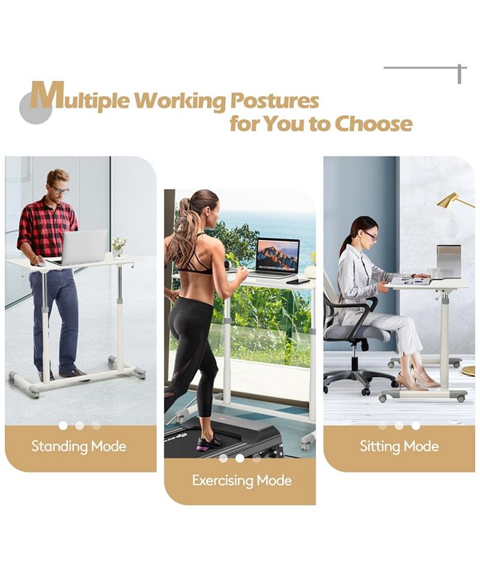 Slickblue Height Adjustable Computer Desk Sit to Stand Rolling Notebook ...